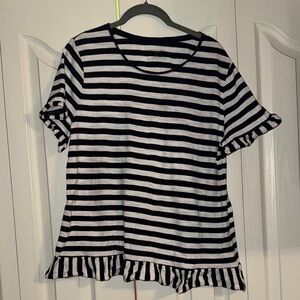 Talbots Black and White Striped Short Sleeve Top